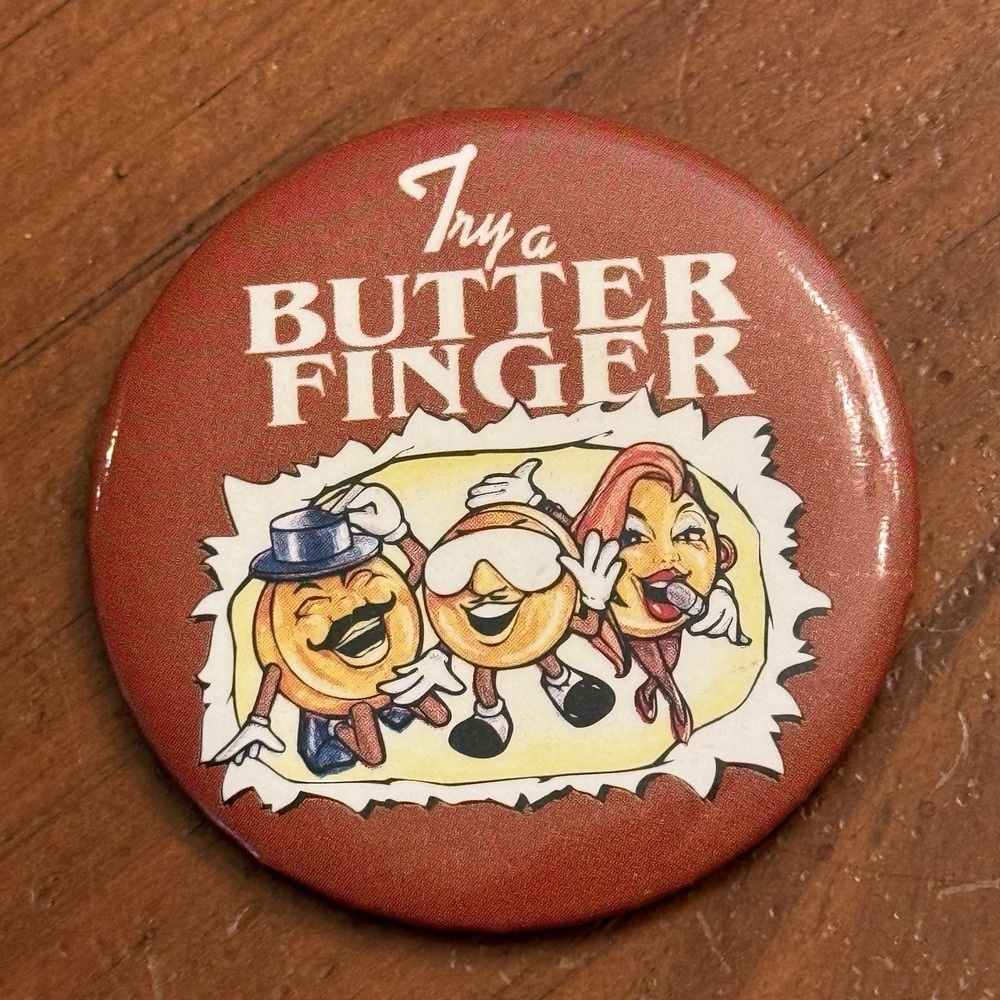 Try A Butterfinger Vintage Pinback Button Pin Round Circle Candy Bar